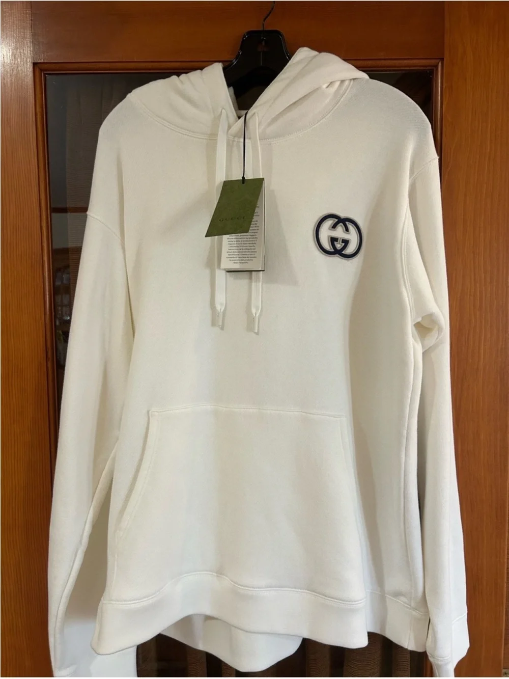 Men’s Gucci embroidered interlocking G cotton hoodie size XL made in Italy